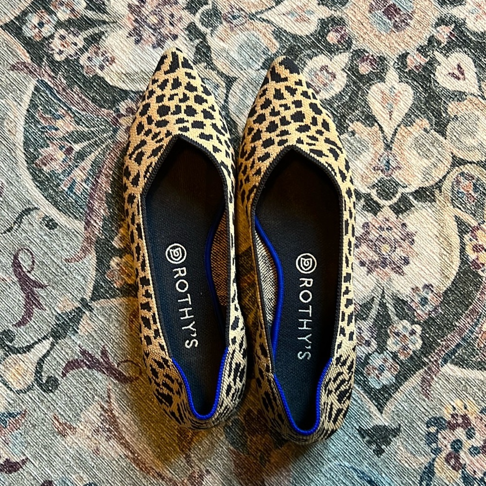 Rothy’s Pointed Toe Flats, cheetah, 10